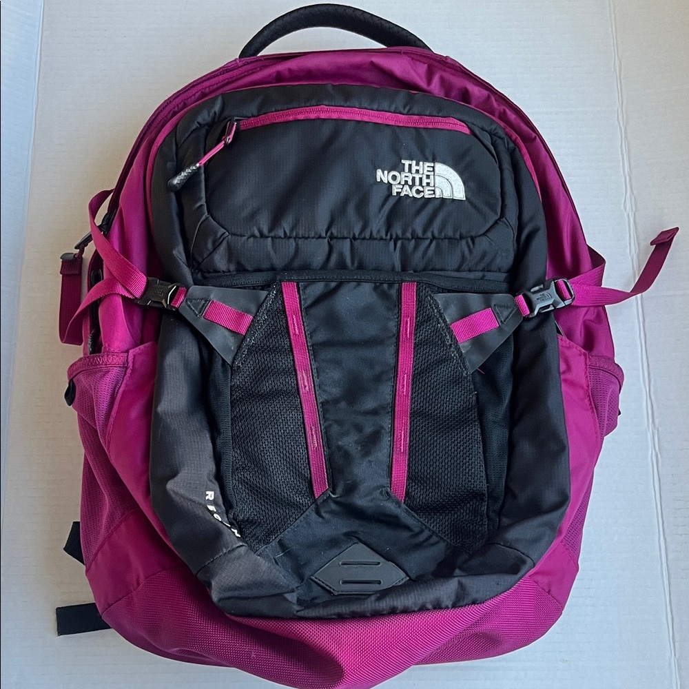 The North Face Black and Magenta Backpack